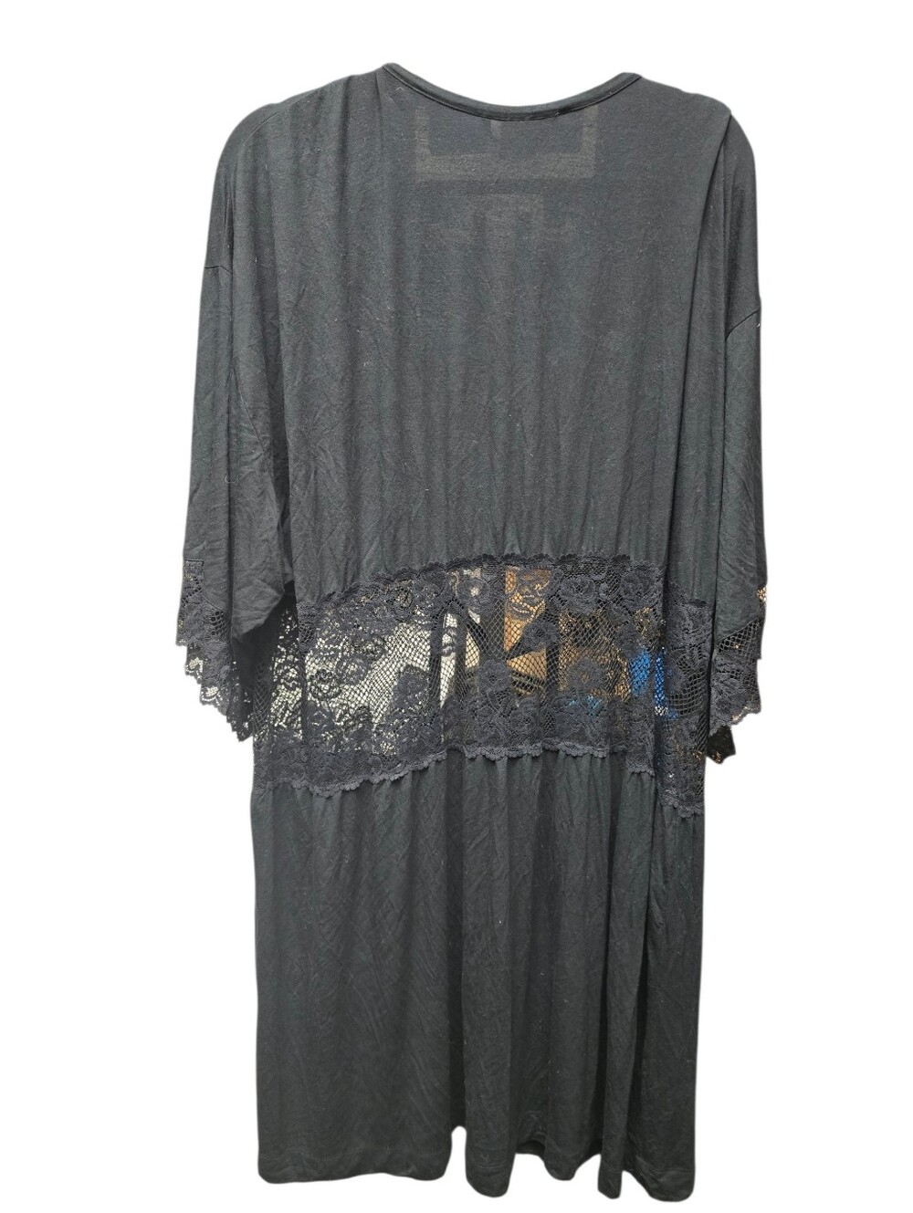 Soma Black Lace Panel Open Tie Robe With Closure Sz. XXL - Picture 5 of 9